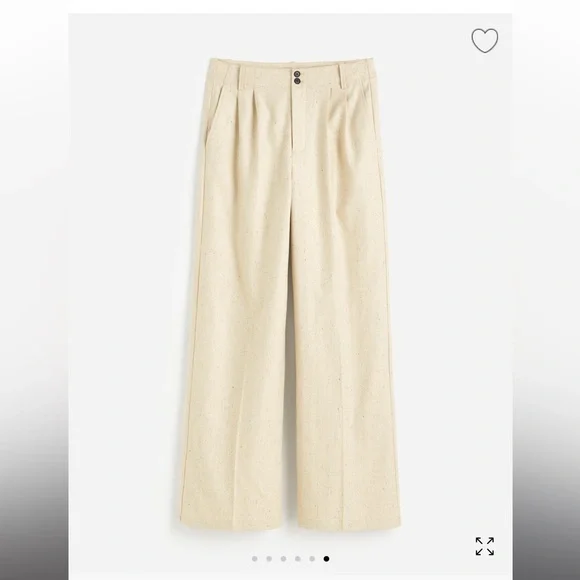 Madewell Oatmeal Harlow Wide Leg Pant in Herringbone Italian Fabric - Picture 4 of 5